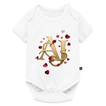 Golden AJ Monogram with Roses - Baby Premium short-sleeve bodysuit - white - Front
