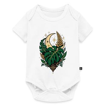 Monstera Moon – Mystisches Botanical Design - Baby Premium Kurzarmbody - Weiß - Vorne