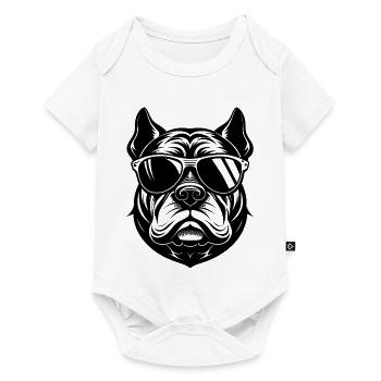 Bulldogge mit Sonnenbrille - Baby Premium Kurzarmbody - Weiß - Vorne