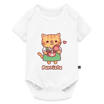 Chat roux mignon Barista Purrista - Body à manches courtes Premium Bébé - blanc - Devant