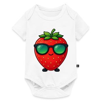 Kawaii Strawberry with Sunglasses Minimalism - Baby Premium short-sleeve bodysuit - white - Front