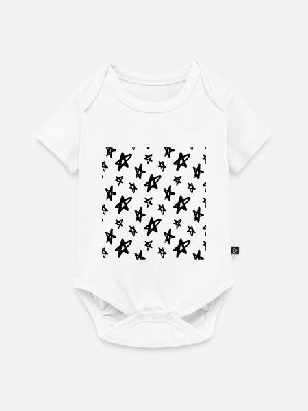 Sterne Schwarz Weiß - Baby Premium Kurzarmbody - Weiß