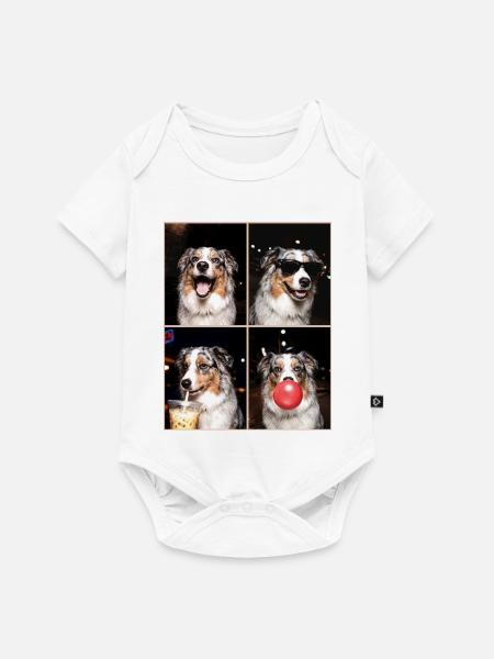 Hunde Australian Shepherd Hund - Baby Premium Kurzarmbody - Weiß