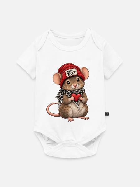 Maus gegen Rechts - Baby Premium Kurzarmbody - Weiß