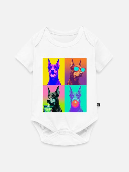 Hunde Dobermann Hund - Baby Premium Kurzarmbody - Weiß