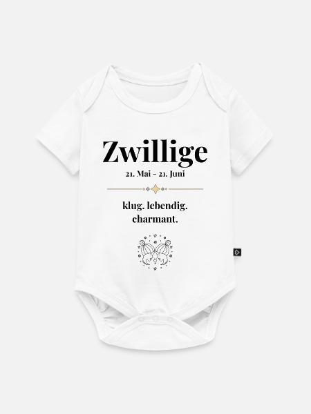 Zwillinge Sternzeichen Eigenschaften - Baby Premium Kurzarmbody - Weiß
