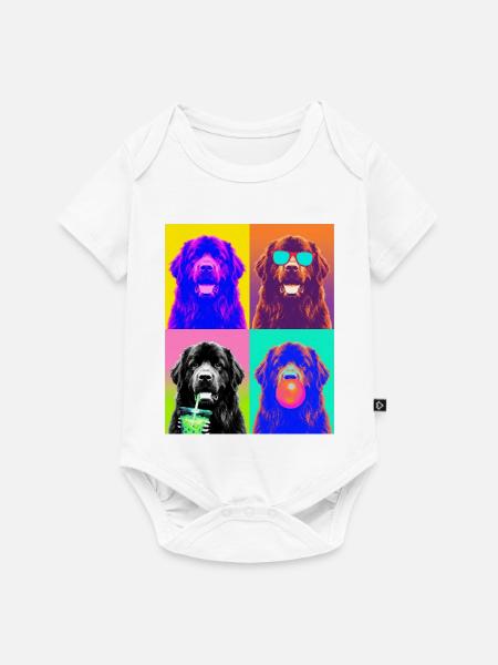 Hunde Neufundländer Hund - Baby Premium Kurzarmbody - Weiß