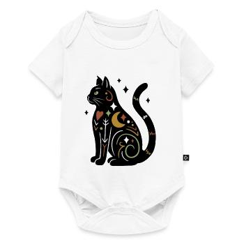 Magische Katze - Schwarz Bunt mit Sternen - Baby Premium Kurzarmbody - Weiß - Vorne