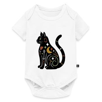 Magische Katze - Schwarz Bunt - Baby Premium Kurzarmbody - Weiß - Vorne