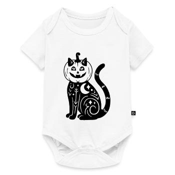 Halloween Katze Kürbiskostüm - Schwarz - Baby Premium Kurzarmbody - Weiß - Vorne