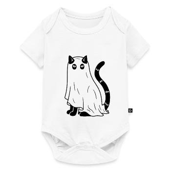 Halloween Katze Gespenst - Schwarz - Baby Premium Kurzarmbody - Weiß - Vorne