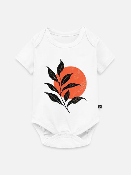 Sunset Leaf Silhouette - Baby Premium Kurzarmbody - Weiß