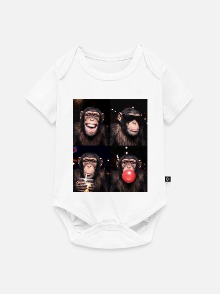 Schimpansen Schimpanse - Baby Premium Kurzarmbody - Weiß