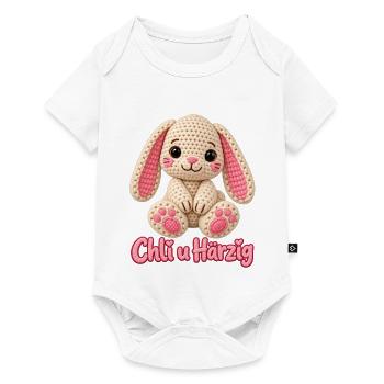 Häkelhase mit Herzchen - Baby Premium Kurzarmbody - Weiß - Vorne