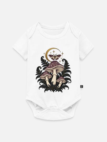 Nachtgarten mit Pilzen – Gothic Art - Baby Premium Kurzarmbody - Weiß