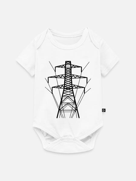 Strommast Weiße Silhouette - Baby Premium Kurzarmbody - Weiß
