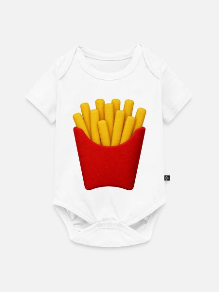 Pommes Frites Cartoon Muster - Baby Premium Kurzarmbody - Weiß