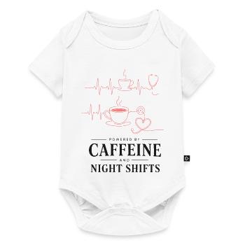 Kaffeeherz Nachtdienst Design - Baby Premium Kurzarmbody - Weiß - Vorne
