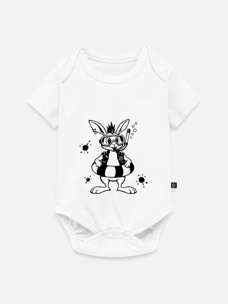 Bunny Punk und das Taucherhase Abenteuer - Baby Premium Kurzarmbody - Weiß
