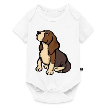 Beagle-Porträt in warmen Tönen - Baby Premium Kurzarmbody - Weiß - Vorne
