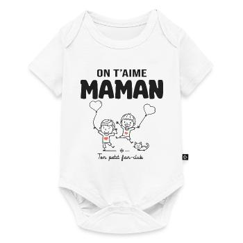 aime maman cadeau maman 2 garçons fête des mères - Body à manches courtes Premium Bébé - blanc - Devant