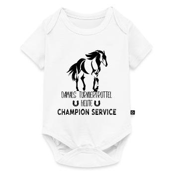 TT tt Reitersprueche Dressur Turniertrottel - Baby Premium Kurzarmbody - Weiß - Vorne