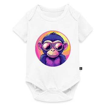 Singe fluo avec lunettes de soleil - Body à manches courtes Premium Bébé - blanc - Devant