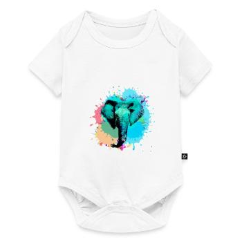 Elephant, colorful, splash of color, watercolor - Baby Premium short-sleeve bodysuit - white - Front