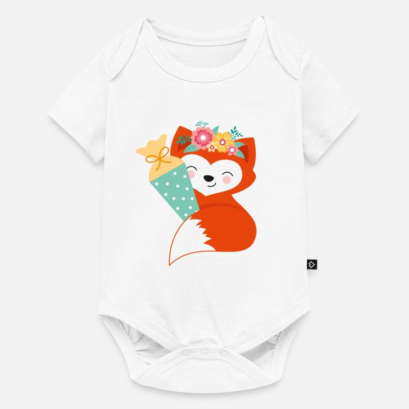 Fuchs Schulkind - Baby Premium Kurzarmbody - Weiß