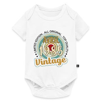 Vintage Flourish Cadeau Anniversaire Avril 1985 - Body à manches courtes Premium Bébé - blanc - Devant