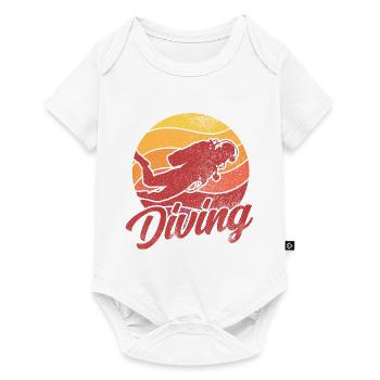 Retro Graphic Snorkeler Scuba Diver Diving Snorkel - Baby Premium Kurzarmbody - Weiß - Vorne
