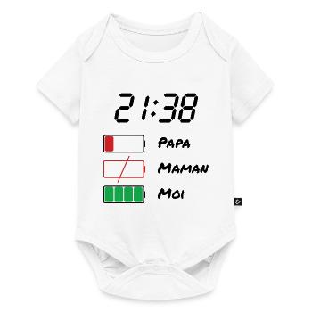 21h38 papa et maman sont fatigués, pas moi ! - Body à manches courtes Premium Bébé - blanc - Devant