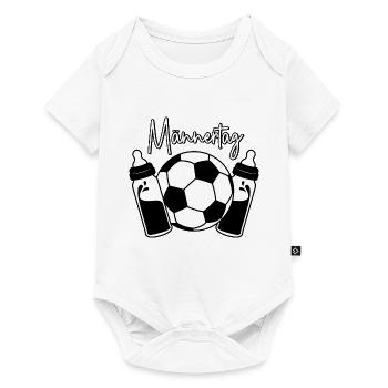 Vatertag Fußball Papa Sohn Baby Flaschen Männertag - Baby Premium Kurzarmbody - Weiß - Vorne