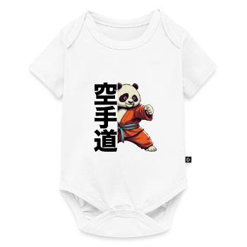 Karate Panda Sommerspass - Baby Premium Kurzarmbody - Weiß - Vorne