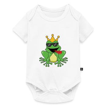 Green cute frog frog prince tongue for kids - Baby Premium short-sleeve bodysuit - white - Front