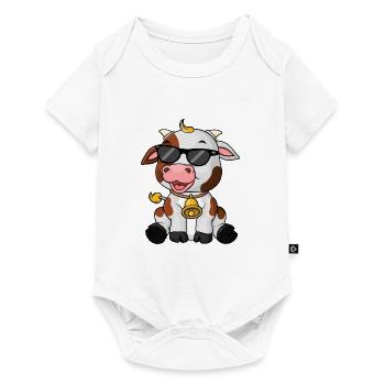 Cow motif with sunglasses for children - Baby Premium short-sleeve bodysuit - white - Front