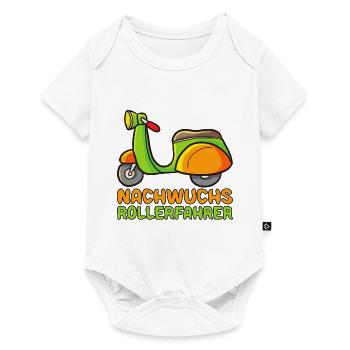 Rollerfahrer Motorrolller Roller fahren Baby Junge - Baby Premium Kurzarmbody - Weiß - Vorne