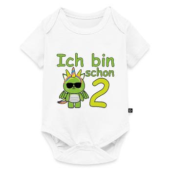 Geburtstagsshirt 2 jahr Drache Dino Baby Mädchen - Baby Premium Kurzarmbody - Weiß - Vorne