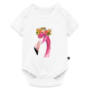 Flamingo avec couronne - Body à manches courtes Premium Bébé - blanc - Devant