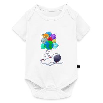 Astronaute cosmonaute au ballon de ballons de planète - Body à manches courtes Premium Bébé - blanc - Devant