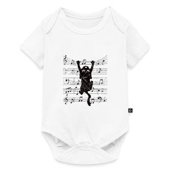 Chat avec des notes de musique musicien clé de sol - Body à manches courtes Premium Bébé - blanc - Devant
