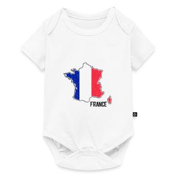 France Flag Map Outline - Baby Premium short-sleeve bodysuit - white - Front