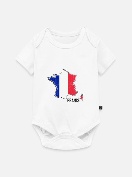 Plan de la carte du drapeau de la France - Body à manches courtes Premium Bébé - blanc