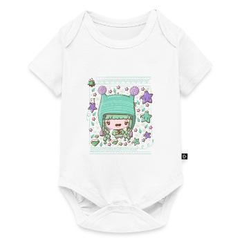 Christmas green festive bubble head cutie - Baby Premium short-sleeve bodysuit - white - Front