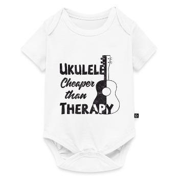 Ukulele! Cheaper than therapy - Baby Premium short-sleeve bodysuit - white - Front