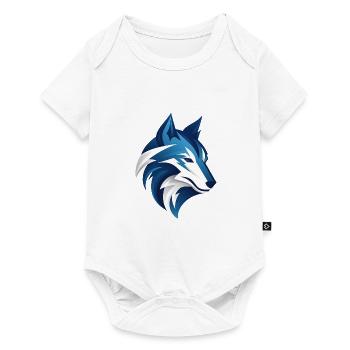 Loup bleu blanc tête illustration cool smart - Body à manches courtes Premium Bébé - blanc - Devant