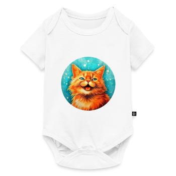 Chat heureux #cat #tshirt - Body à manches courtes Premium Bébé - blanc - Devant