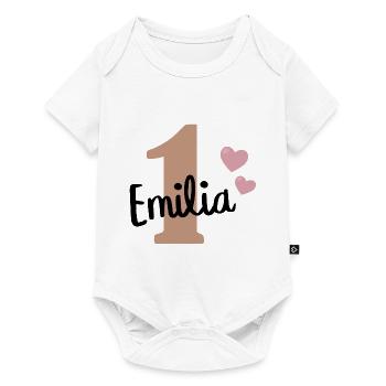 Emilia Prénom 1 An Bébé 1er Anniversaire Cadeau - Body à manches courtes Premium Bébé - blanc - Devant