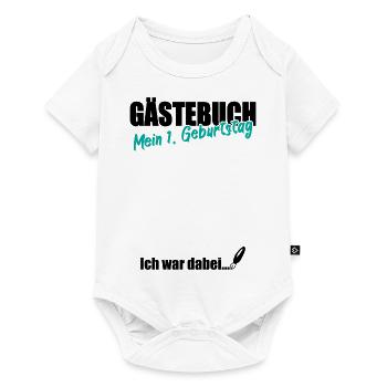 1. Geburtstag Gästebuch Gästeliste Geschenk - Baby Premium Kurzarmbody - Weiß - Vorne