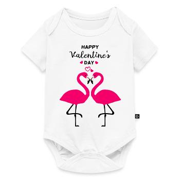 Flamingos Valentinstag - Baby Premium Kurzarmbody - Weiß - Vorne